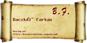 Baczkó Farkas névjegykártya